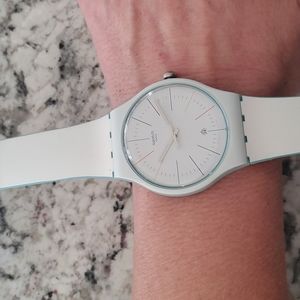 Swatch White Silicone Unisex Watch